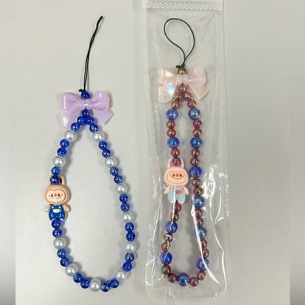THE FAMOUS LABUBU Beaded Charm Bracelet - Blue and Red/Blue